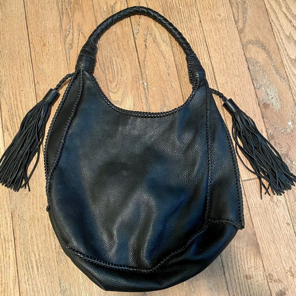 Alice + Olivia leather hobo bag w/ fringe detail